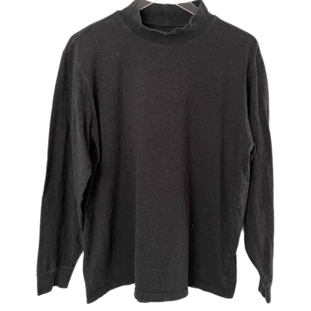 Vintage y2k Land's End Mens Super T Mock Neck Shirt Sz L